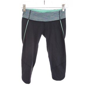Lululemon Gray Cropped Yoga Leggings Capri Zip Back Pocket Women Sz 4 Small